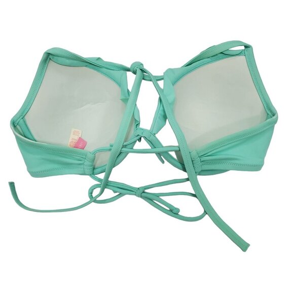 Victoria's Secret Aqua Tie Back Ruffle Padded Underwire Halter Bikini Top 32DD - Picture 8 of 8